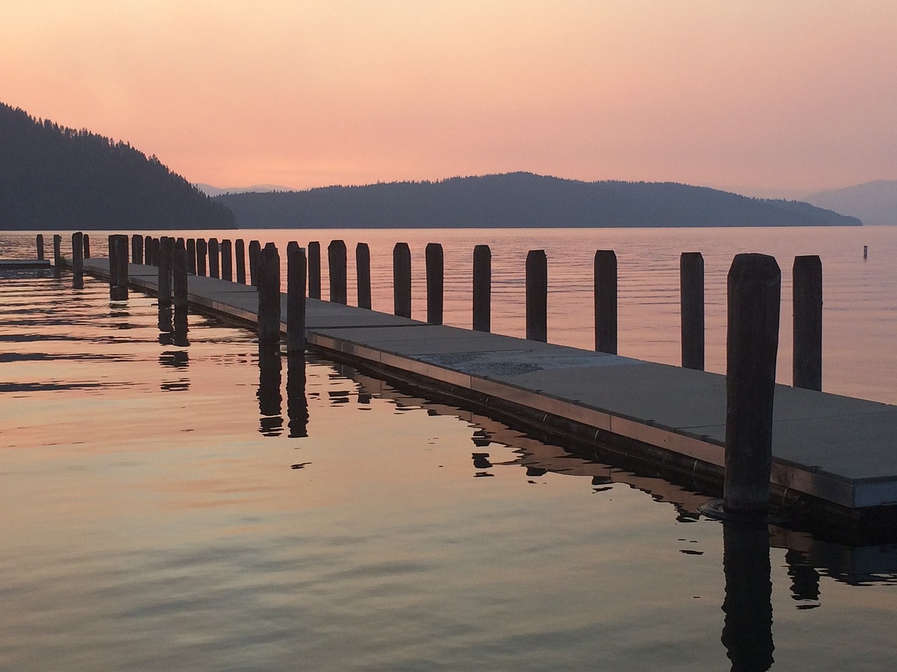 sunset lake reflection free photo