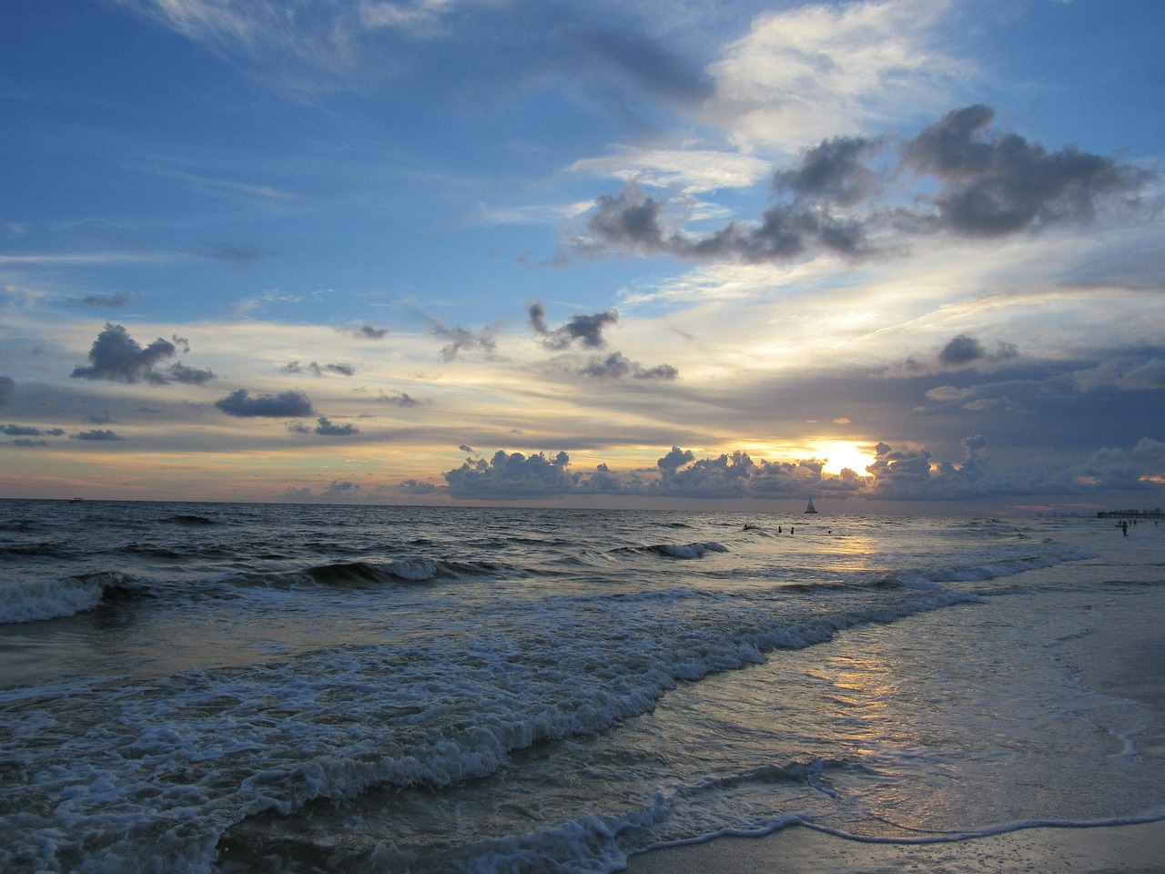 sunset clouds beach free photo