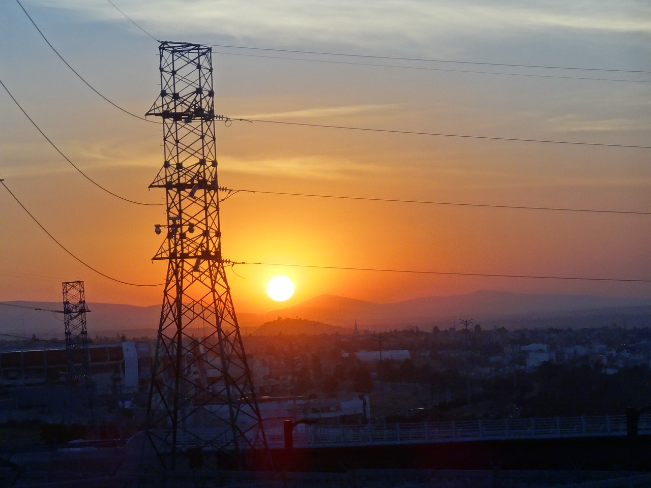 sunset electricity sun free photo