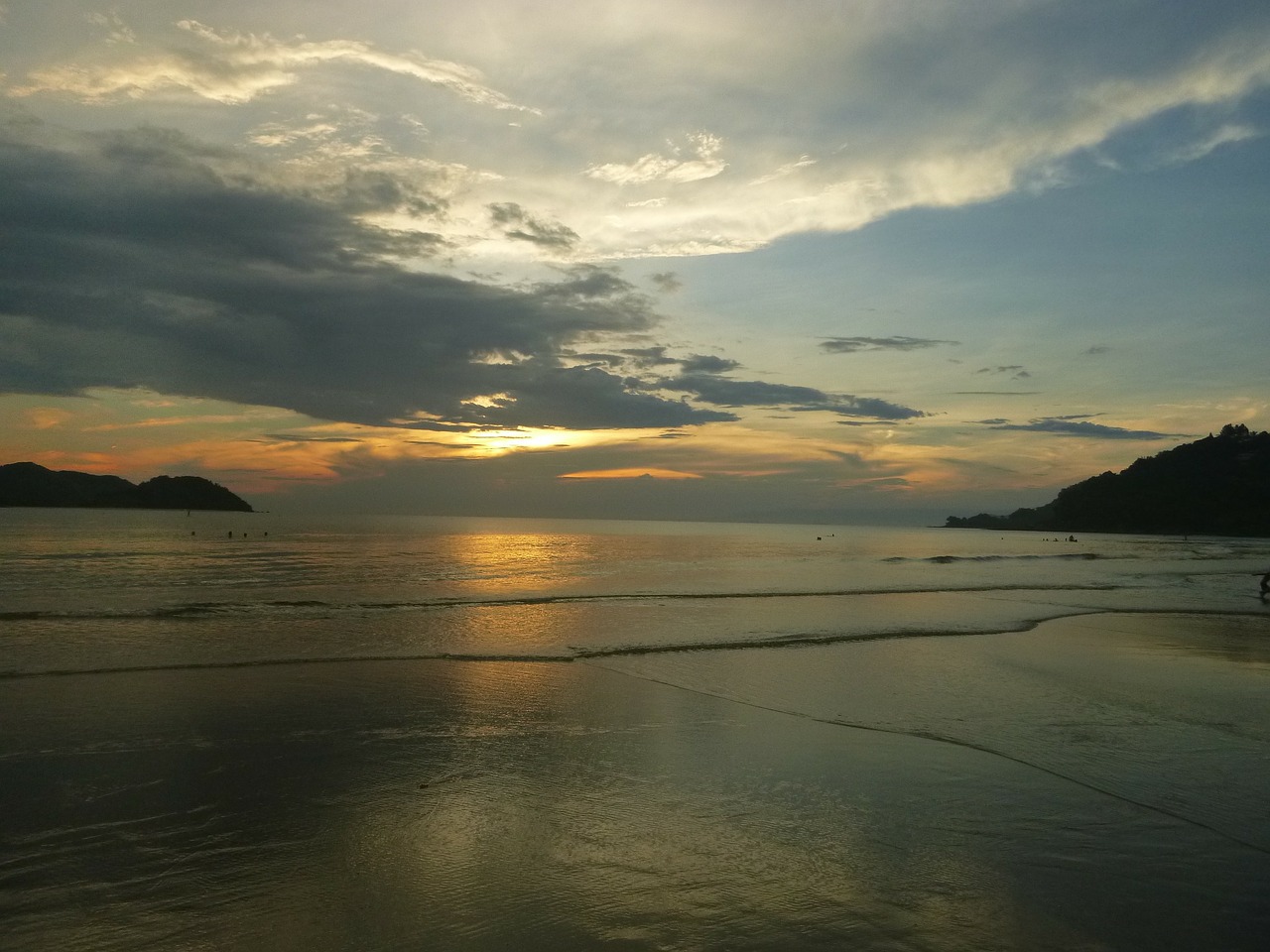 sunset clouds beach free photo