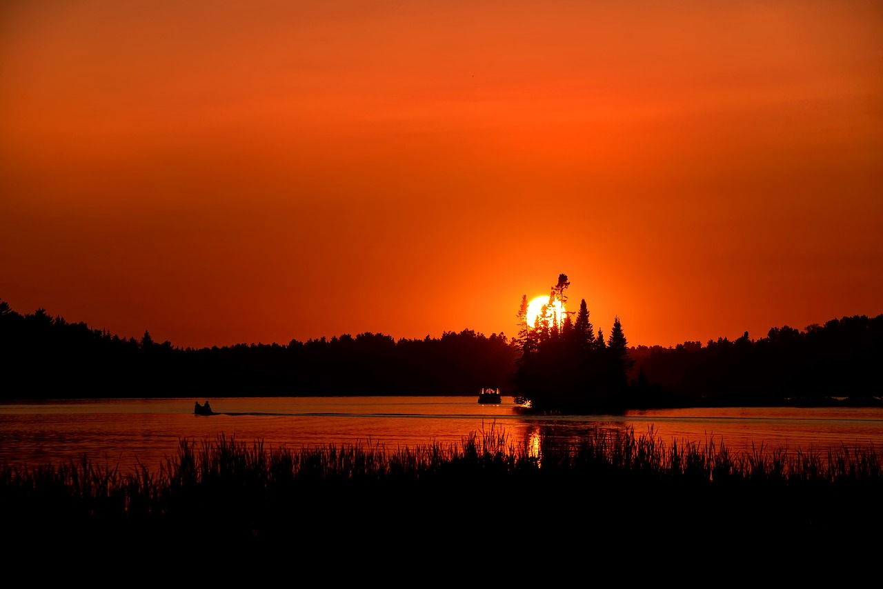 sunset color boats free photo