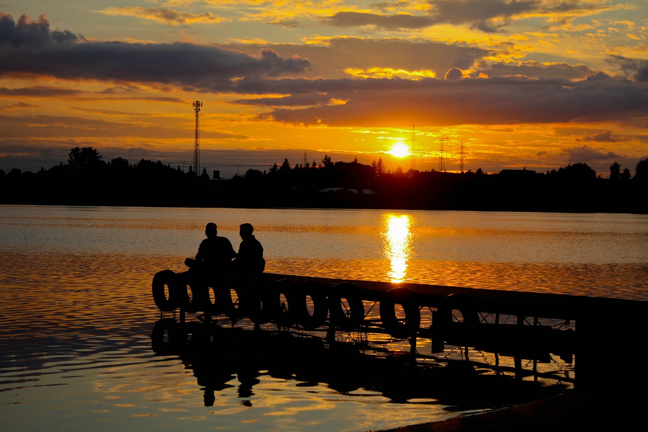 sunset water bridge free photo