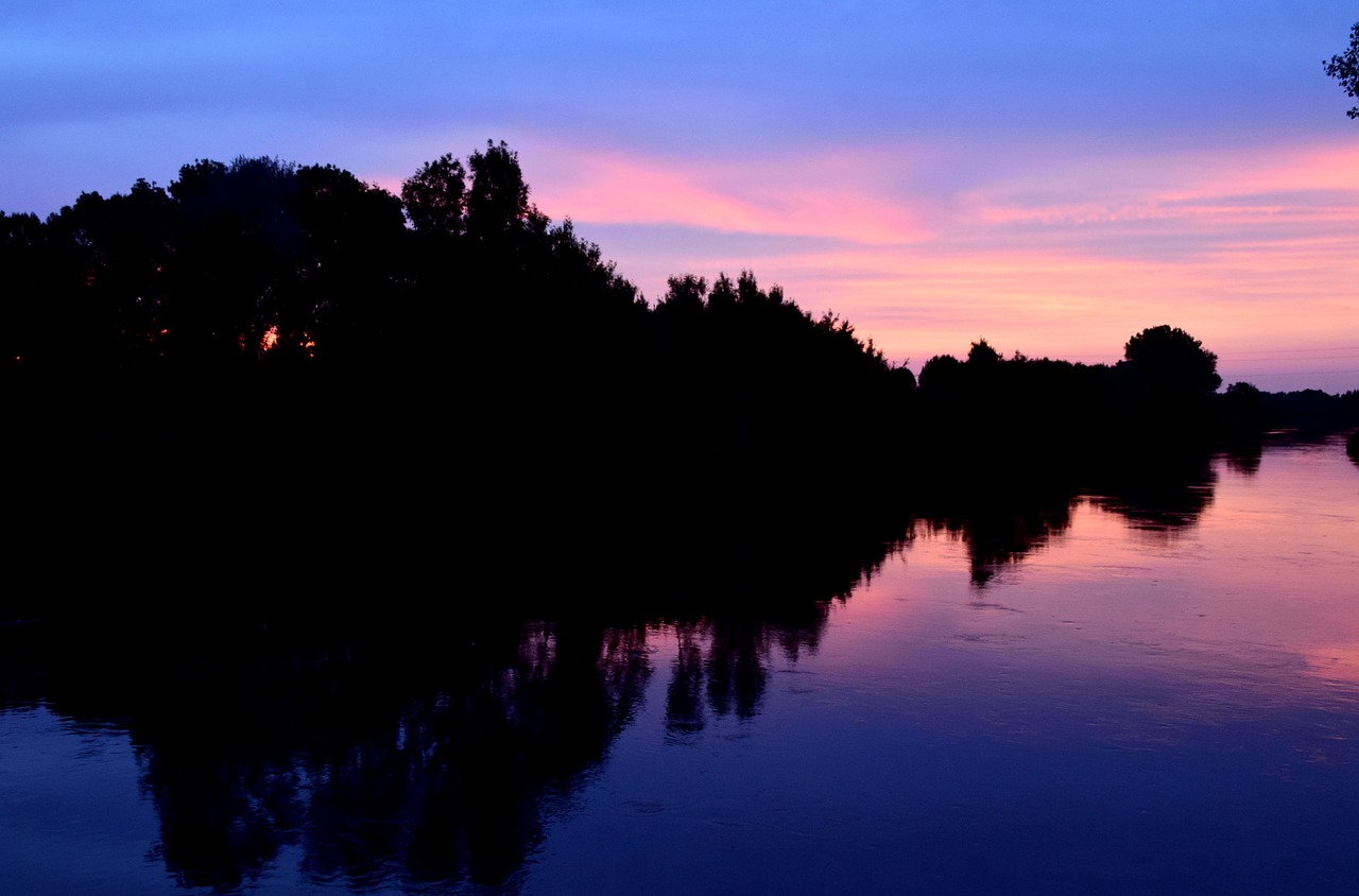 sunset river evening sky free photo