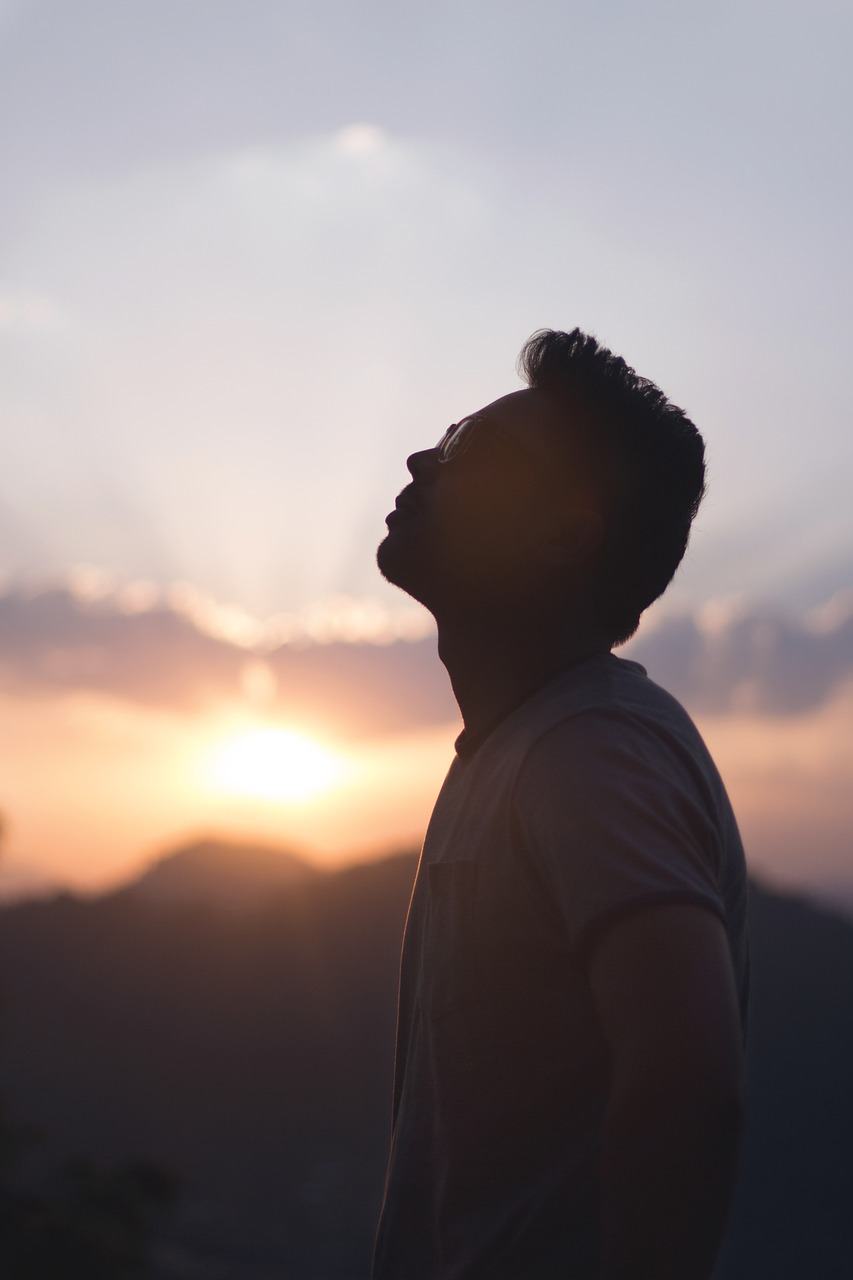 sunset man thinking free photo