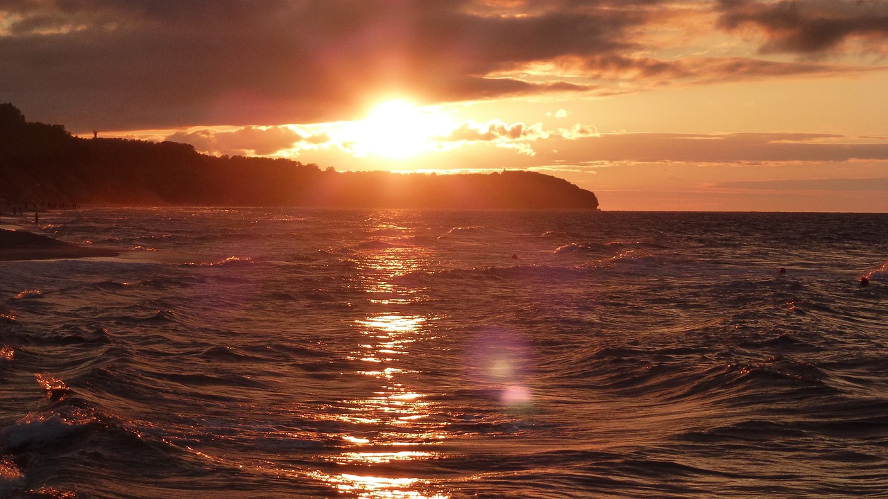 sunset sea water free photo