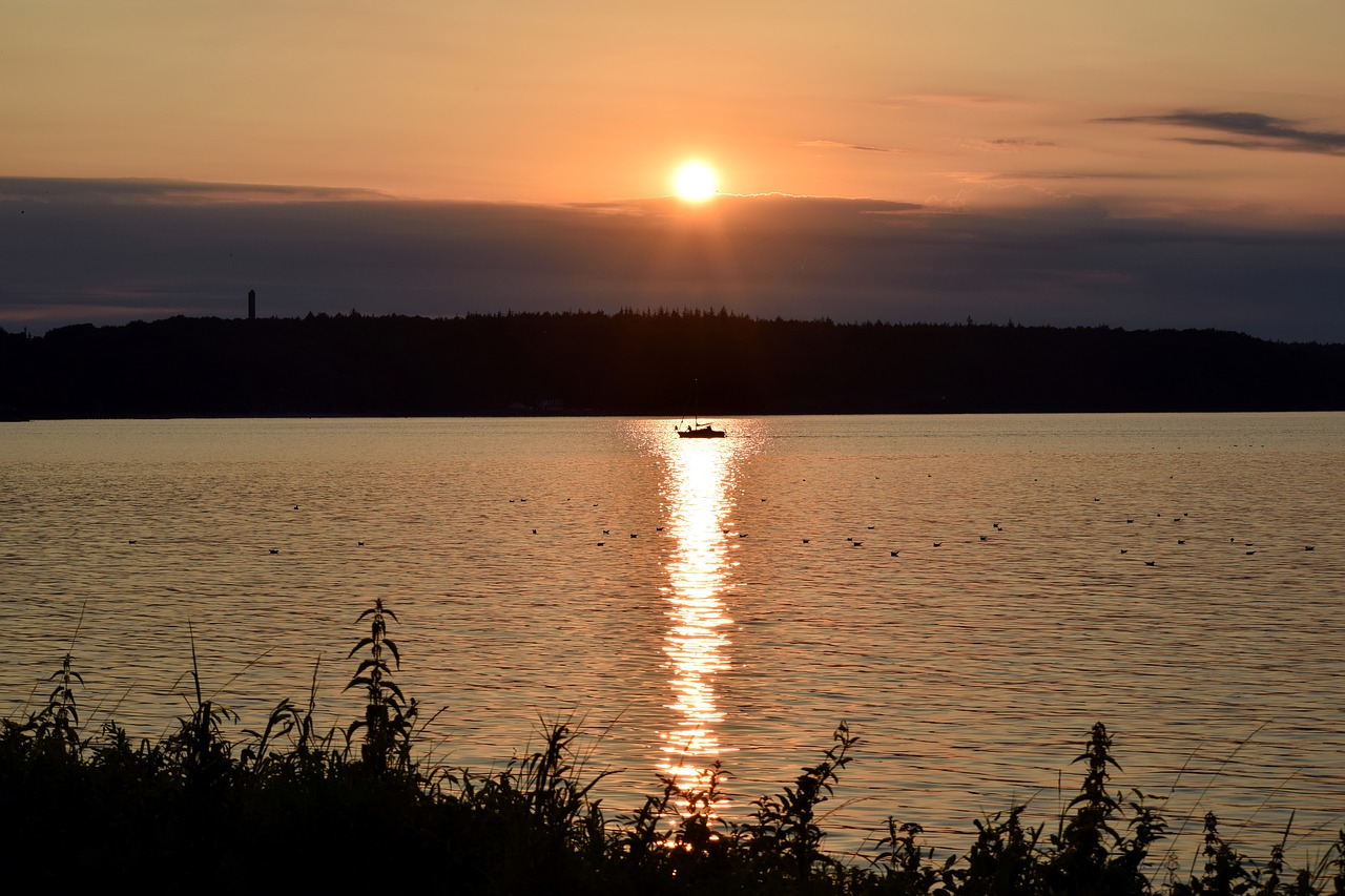 sunset water sea free photo