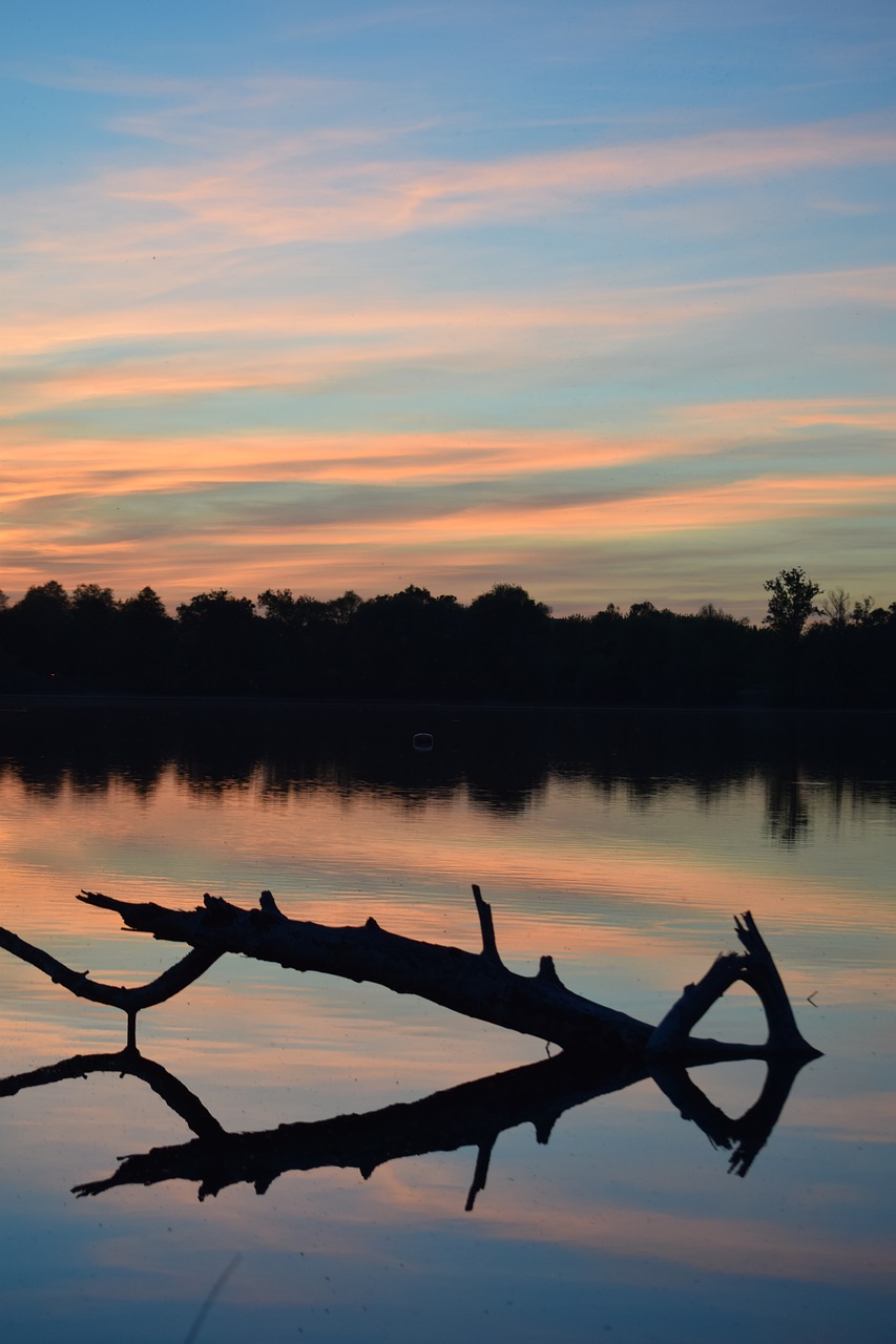 sunset lake mirroring free photo