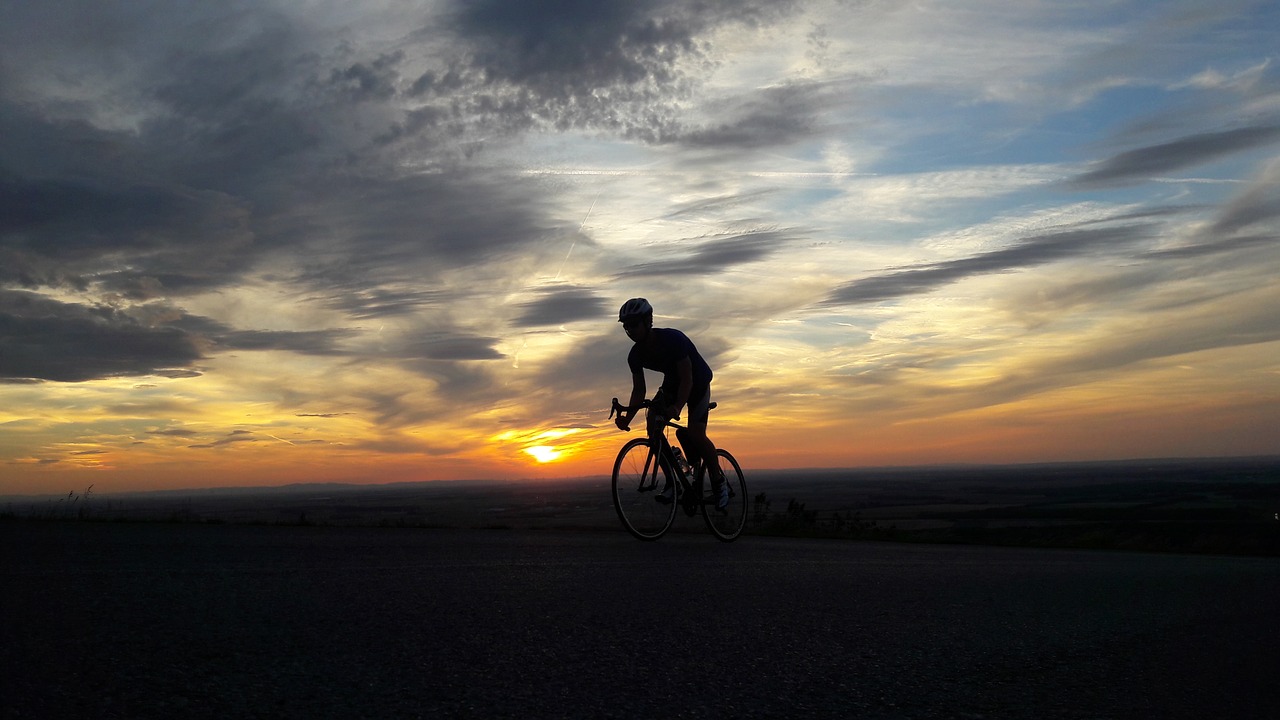 sunset bike cycling free photo