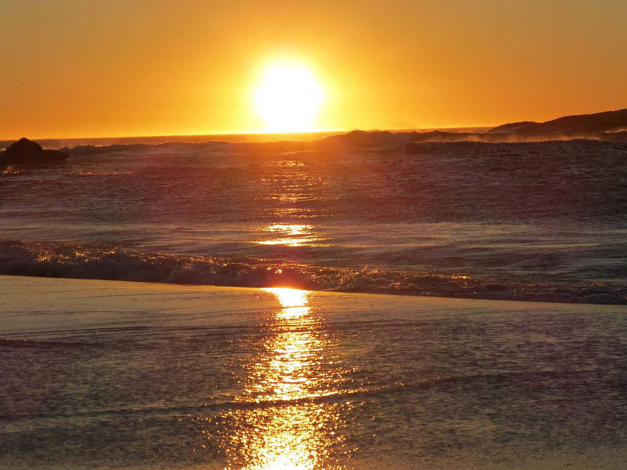 sunset sea beach free photo