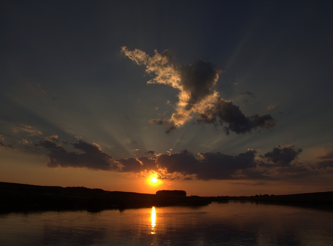 sunset water reflection free photo