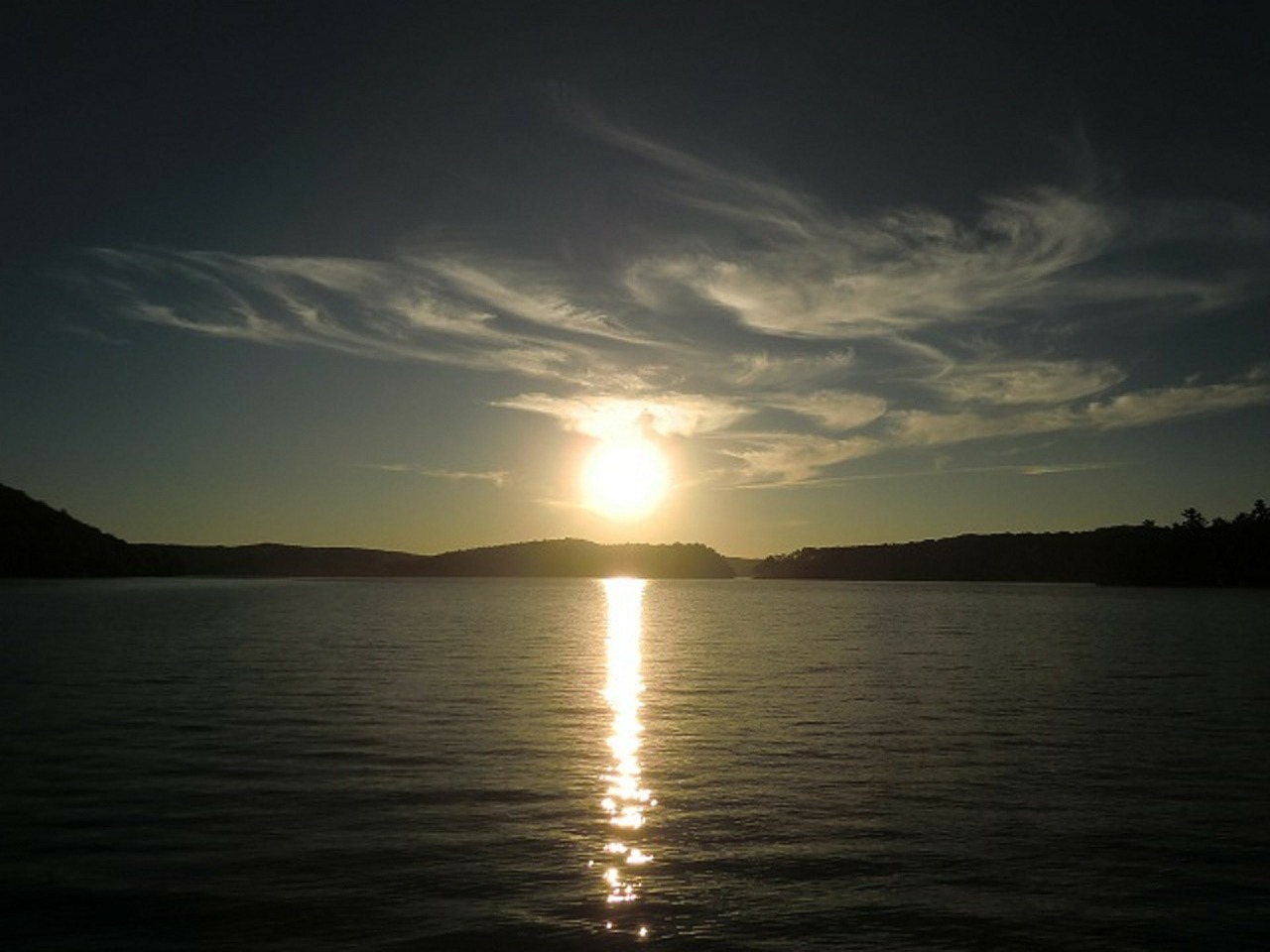 sunset on lake free photo