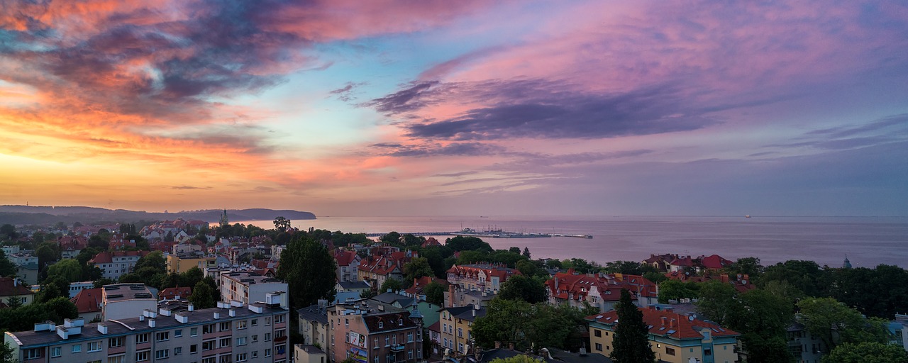 sunset sopot background free photo