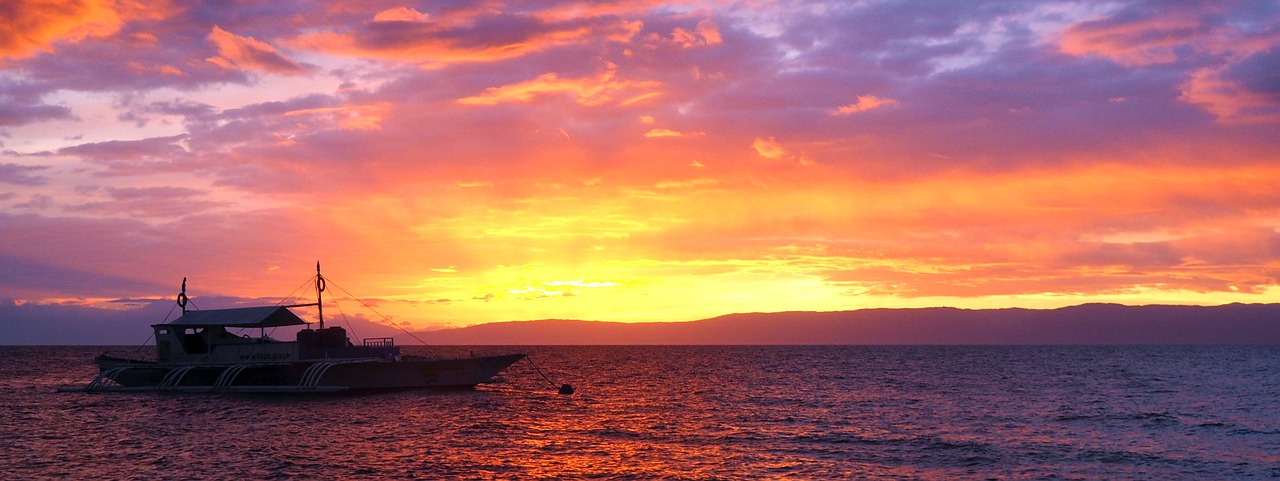 sunset reflections boat free photo