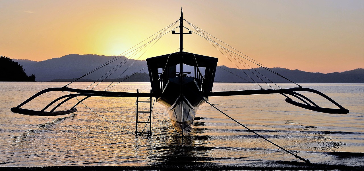 sunset boat water free photo