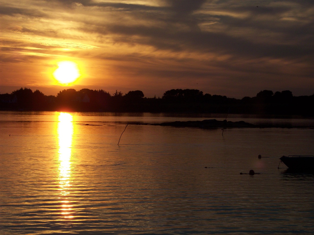 sunset sun river of etel free photo