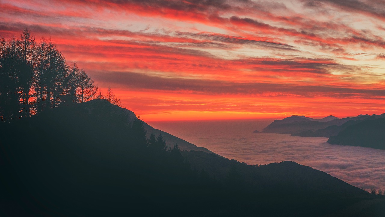 sunset ocean clouds free photo