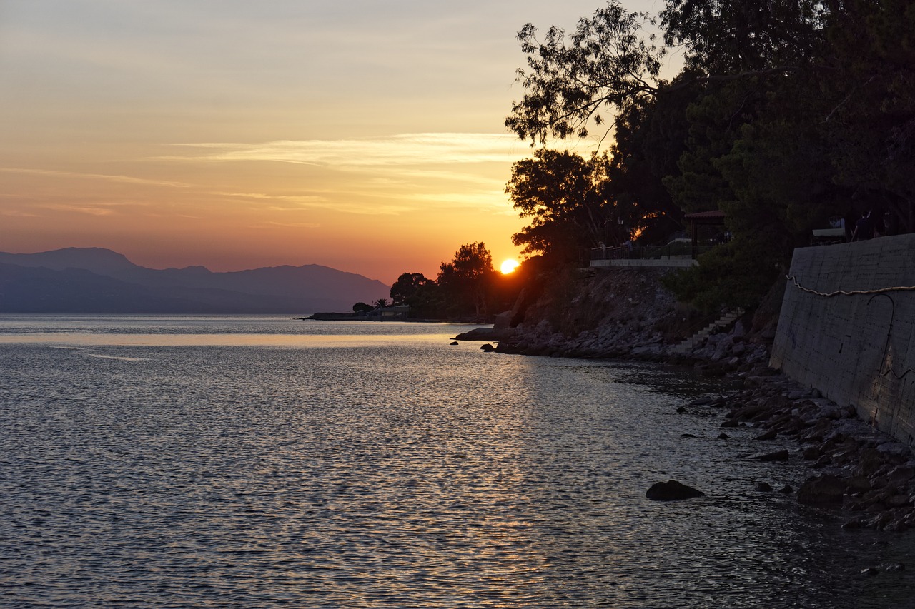 sunset landscape greece free photo