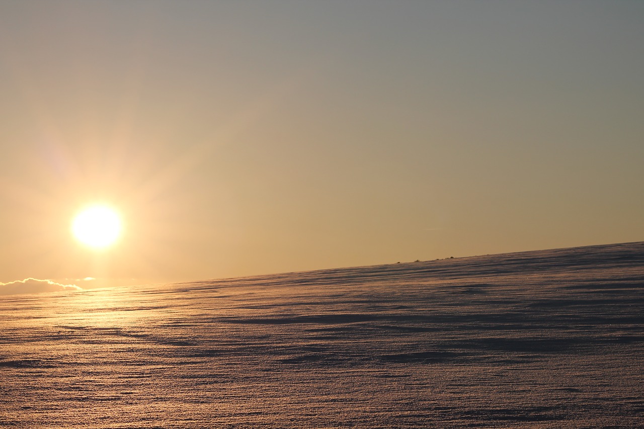 sunset snow blue free photo