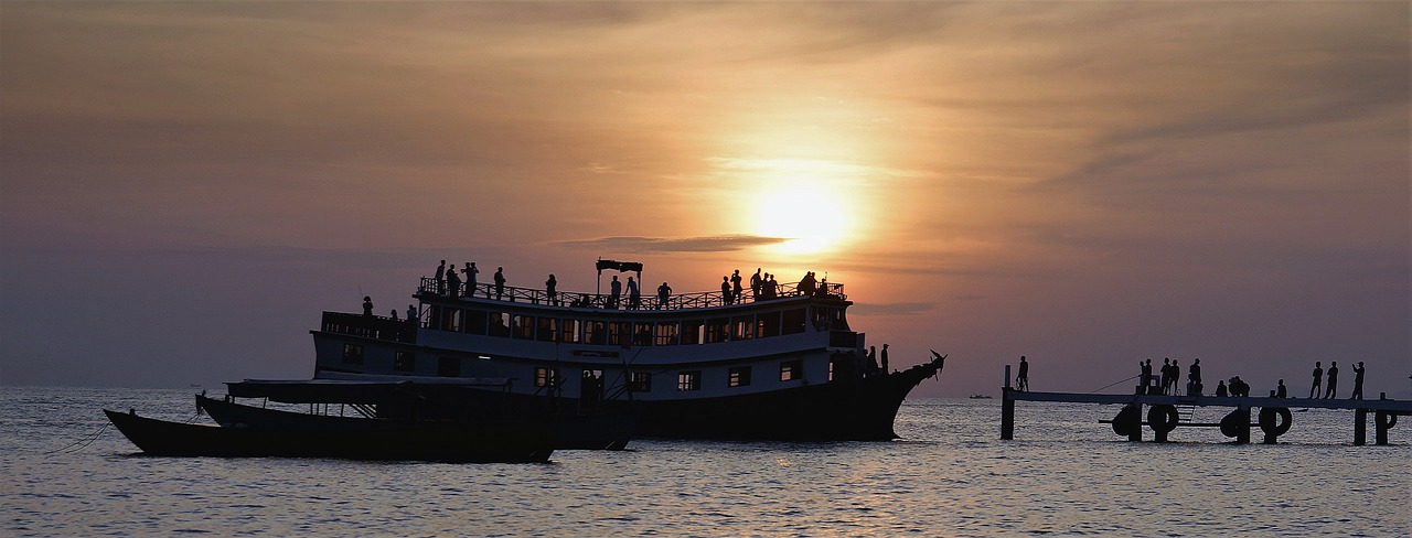 sunset boat tourist free photo