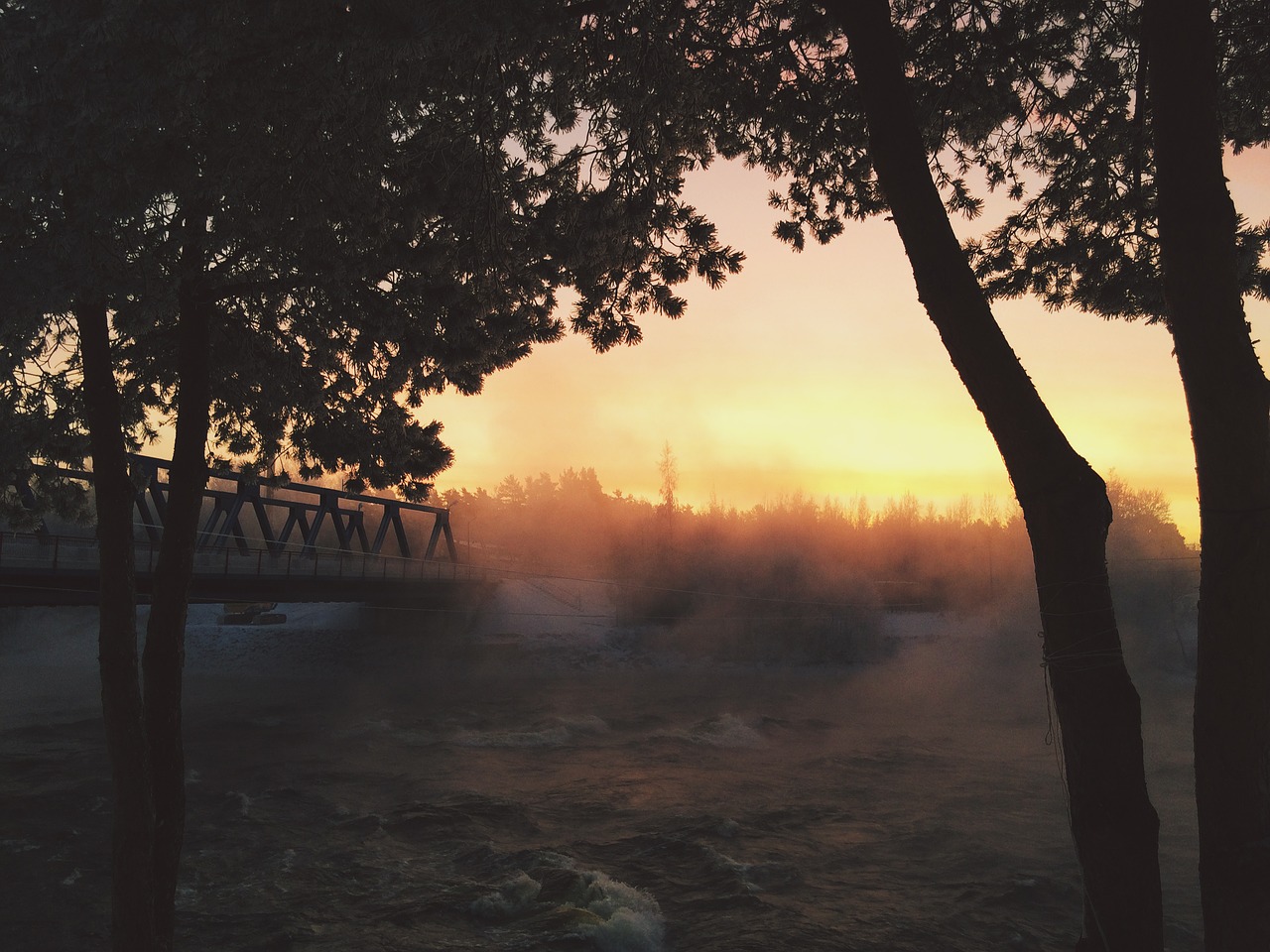 sunset landscape bridge free photo