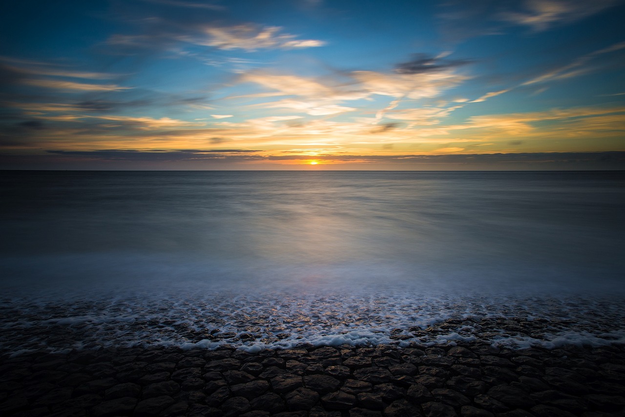 sunset long exposure sea free photo