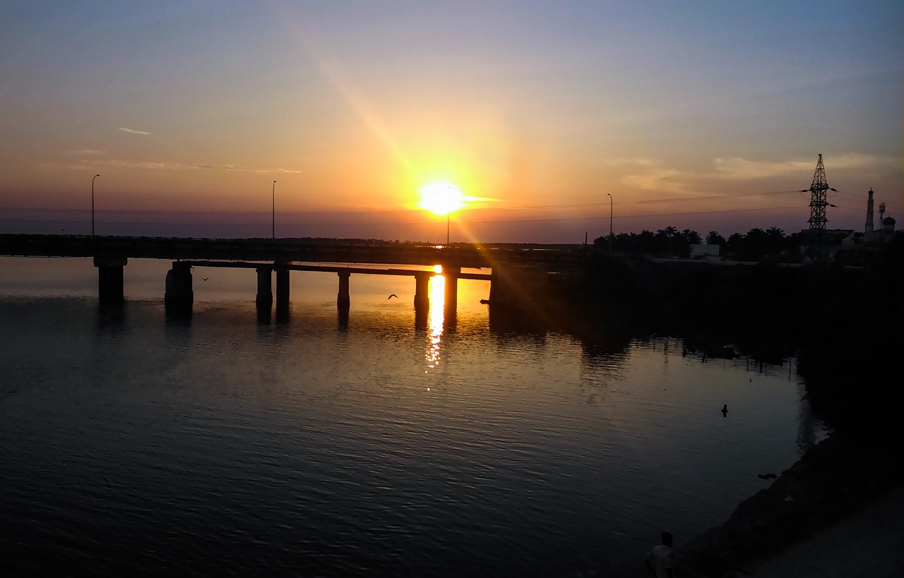 sunset bridge summer free photo