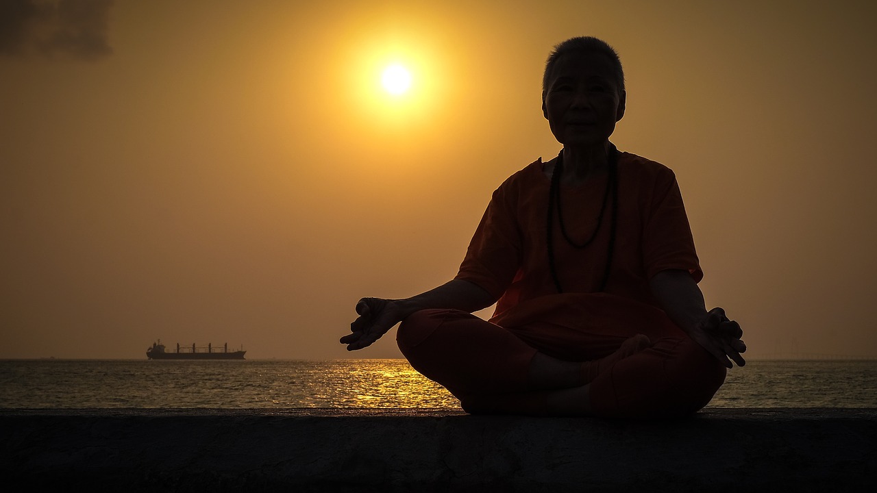 sunset yoga portrait free photo