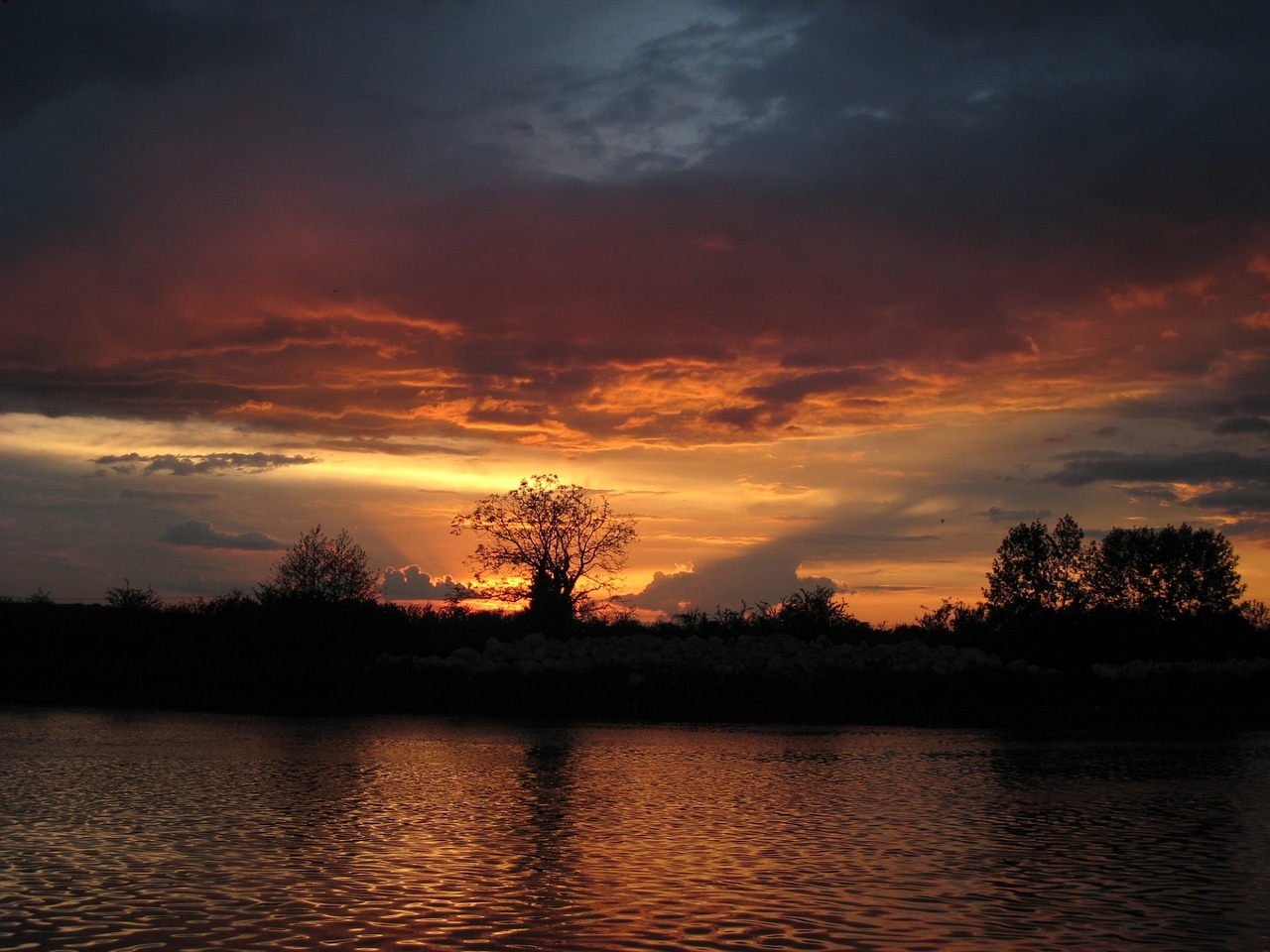 sunset nature river free photo