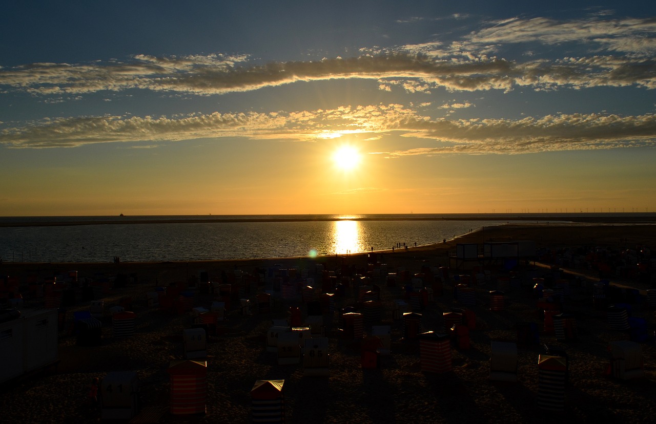 sunset borkum beach free photo