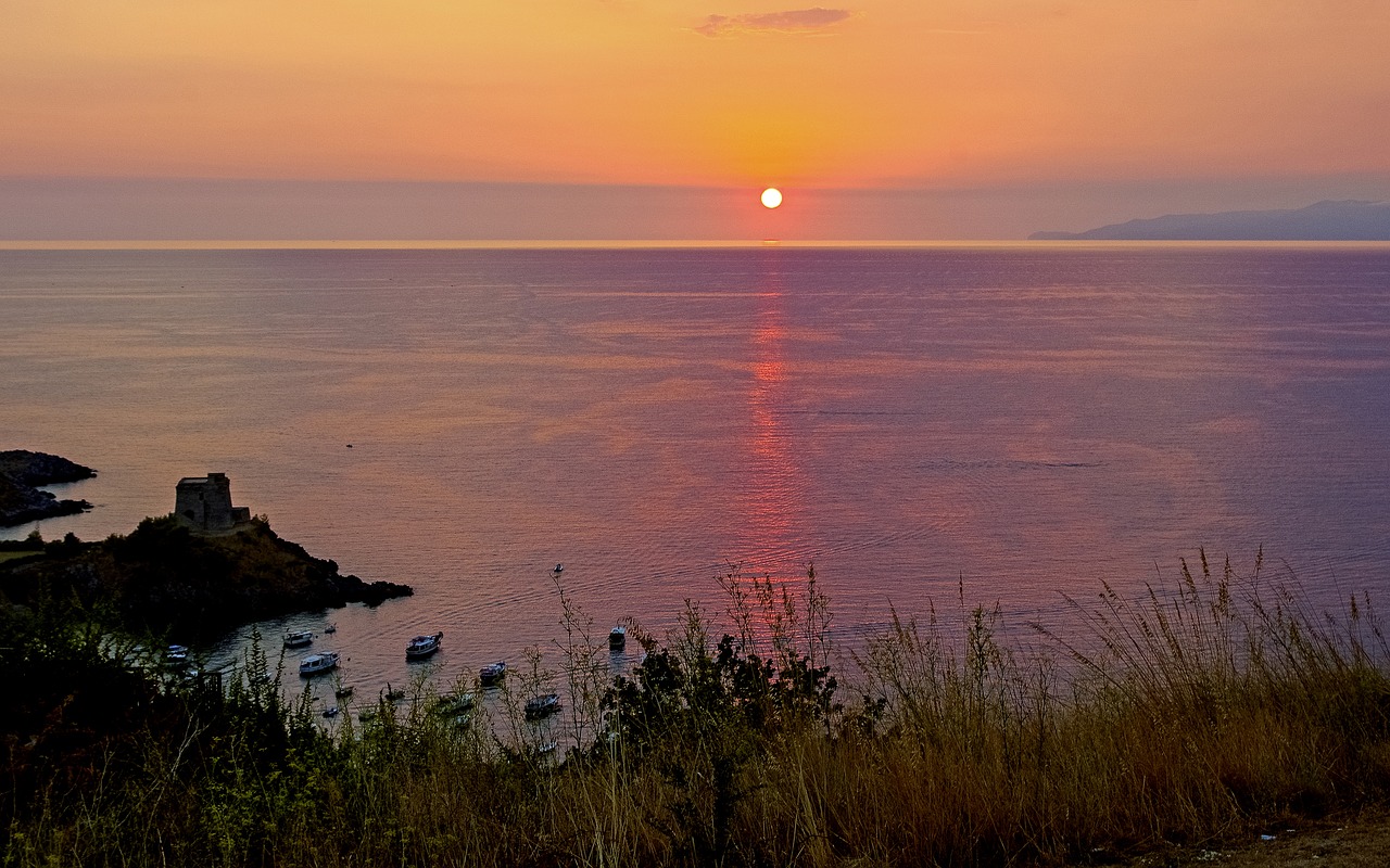 sunset sea san nicola arcella free photo