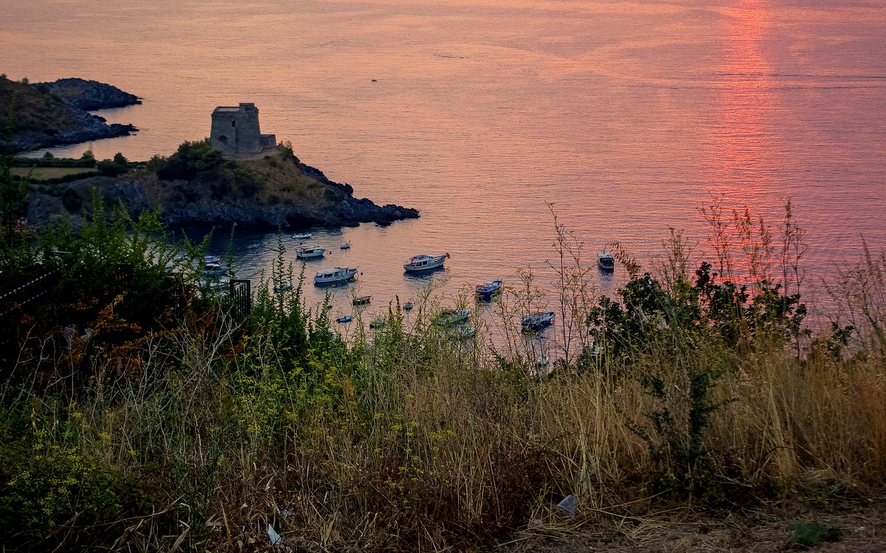 sunset sea san nicola arcella free photo