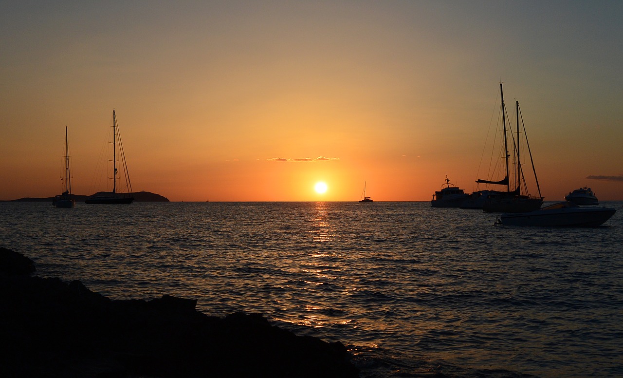 sunset ships ibiza free photo