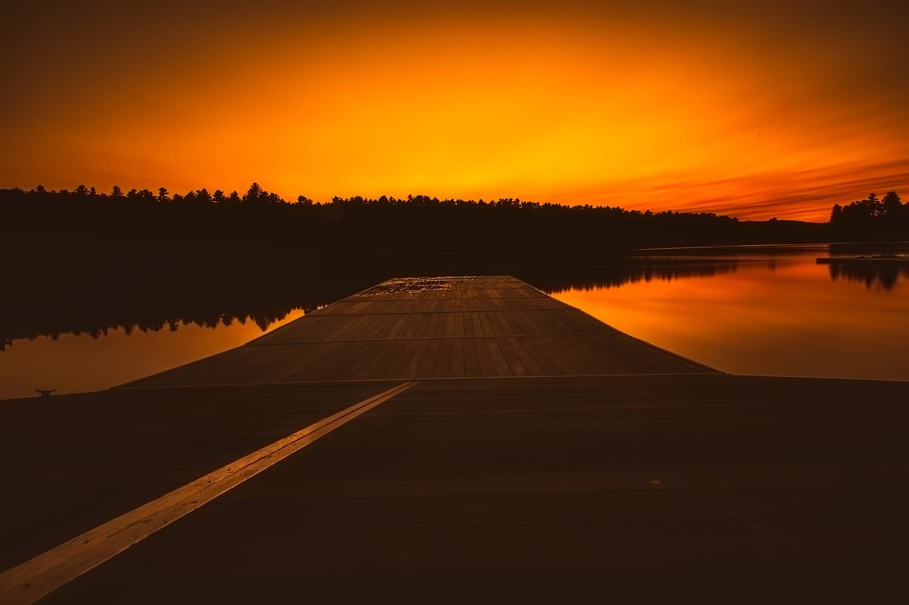 sunset dusk lake free photo