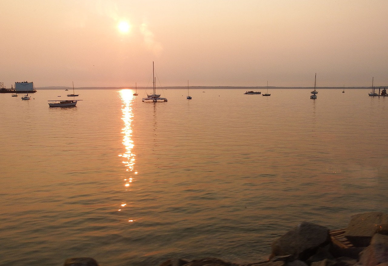 sunset washington state boats free photo