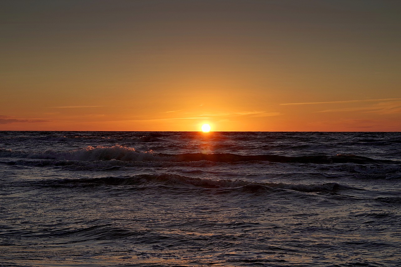 sunset sea beach free photo