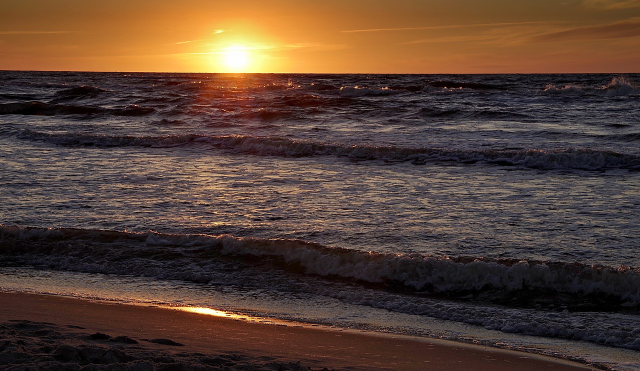 sunset sea beach free photo