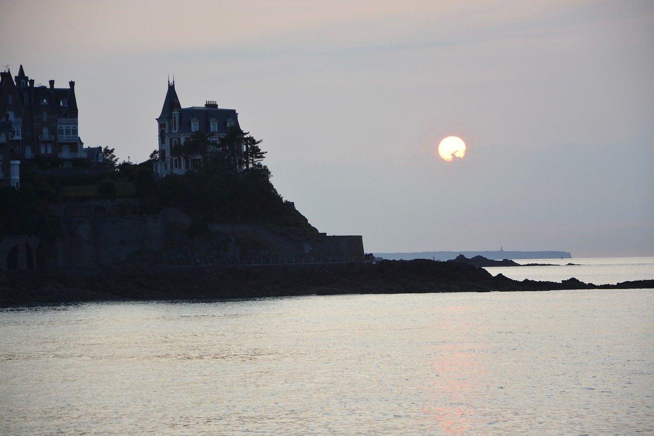 sunset dinard britain nature free photo