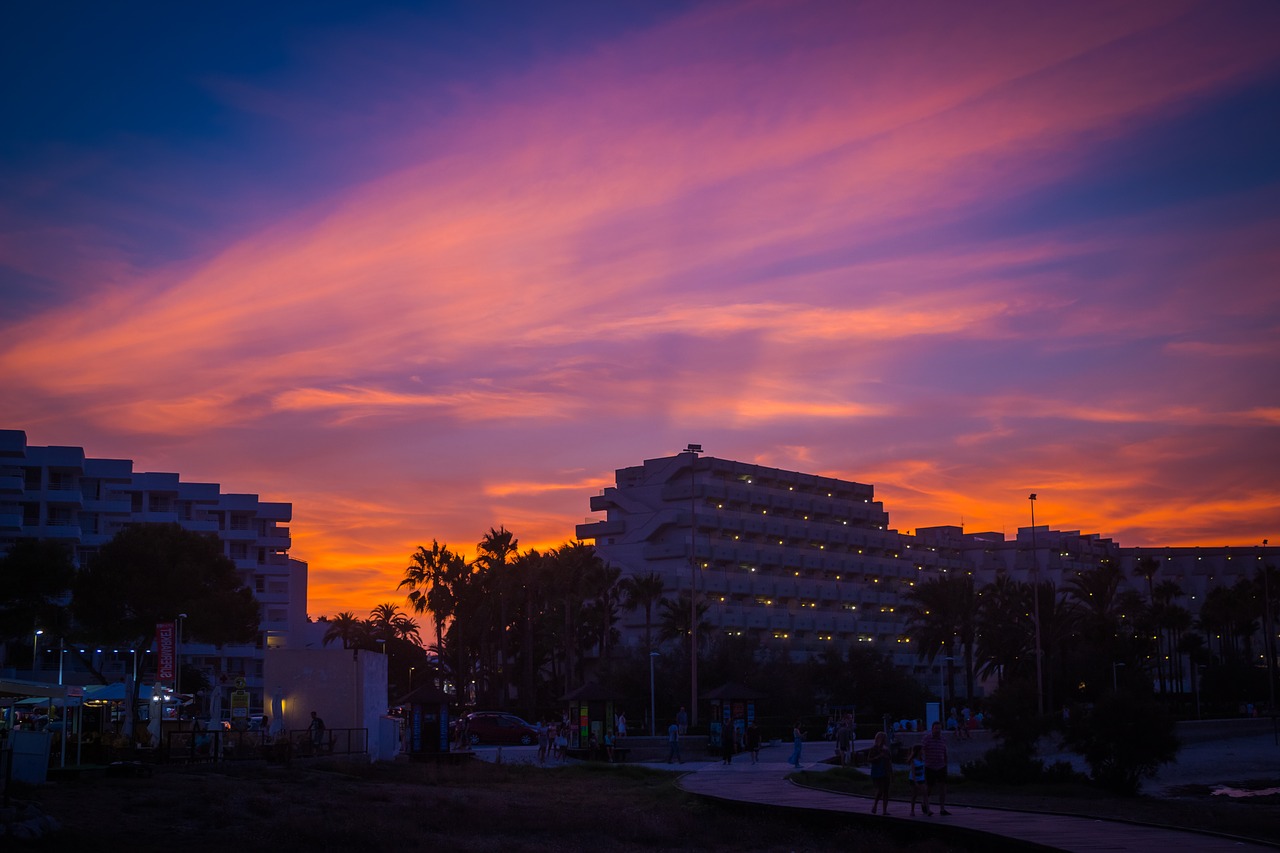 sunset clouds hotel free photo