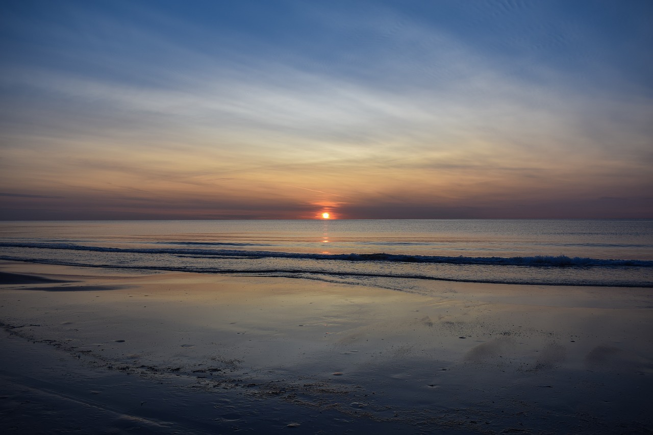 sunset north sea beach free photo