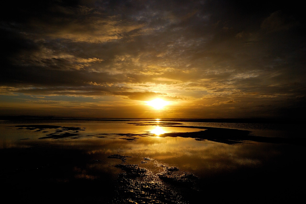 sunset dark sea free photo