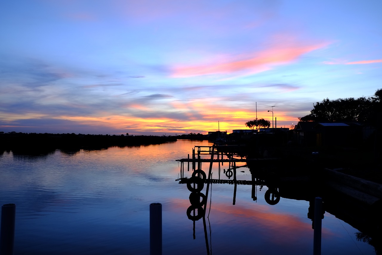 sunset fishing wharf altona free photo
