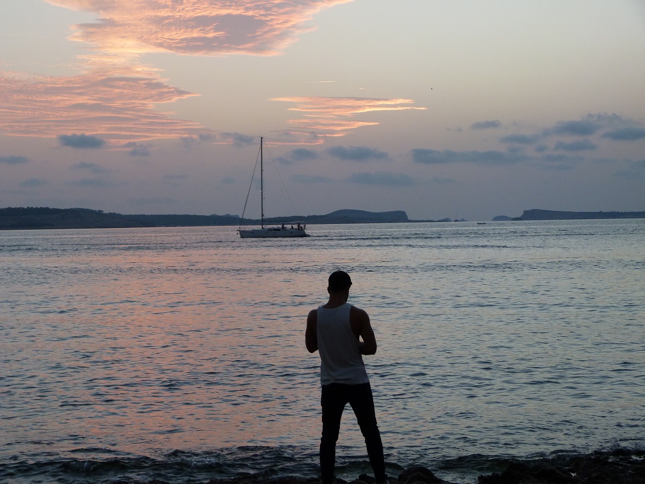 sunset ibiza sea free photo