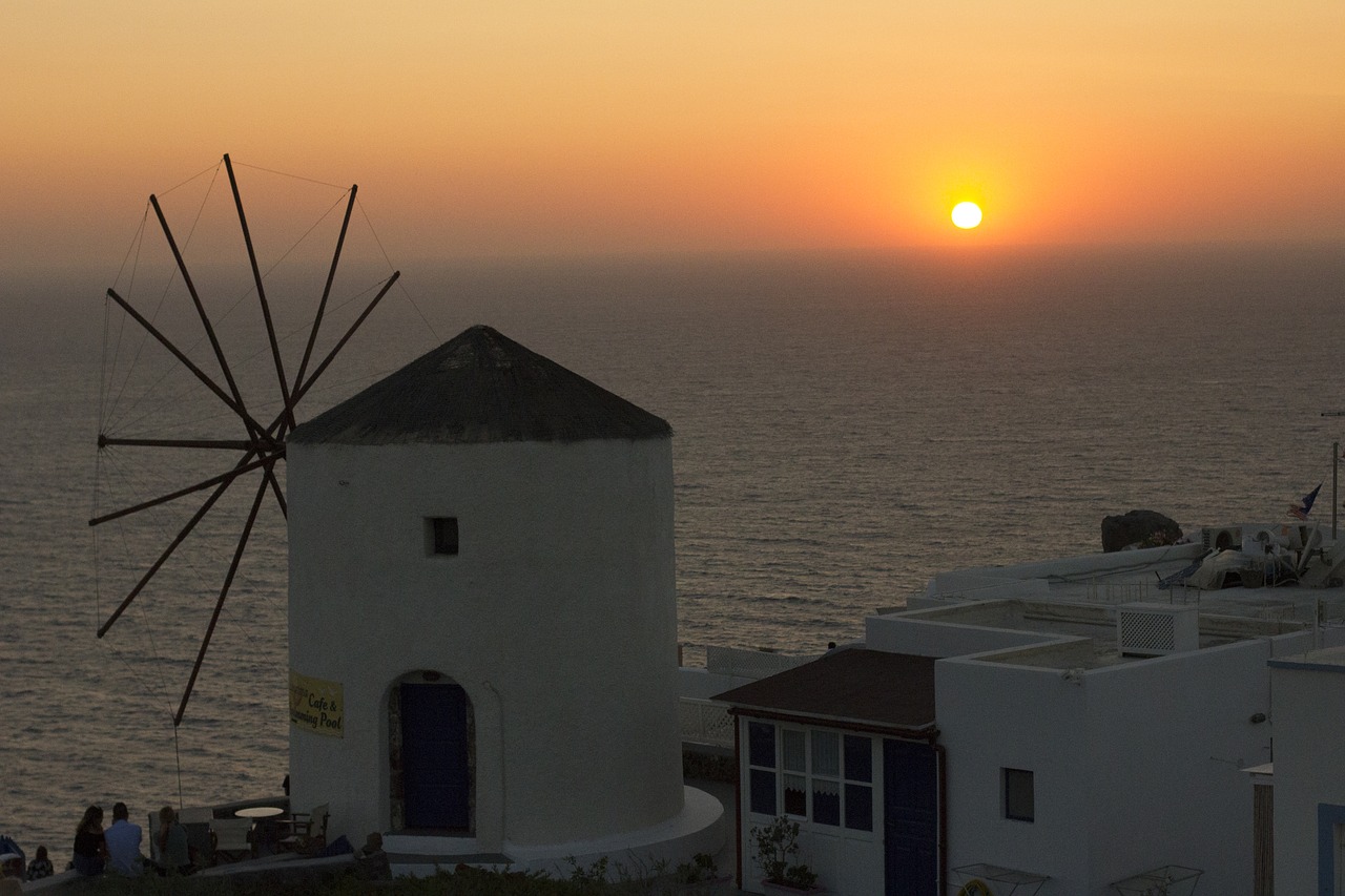 sunset santorini oia free photo