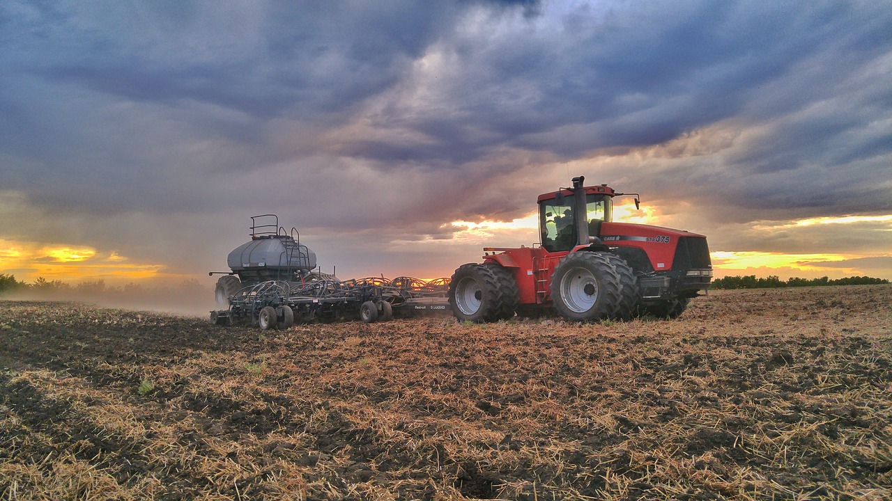 sunset clouds tractor free photo