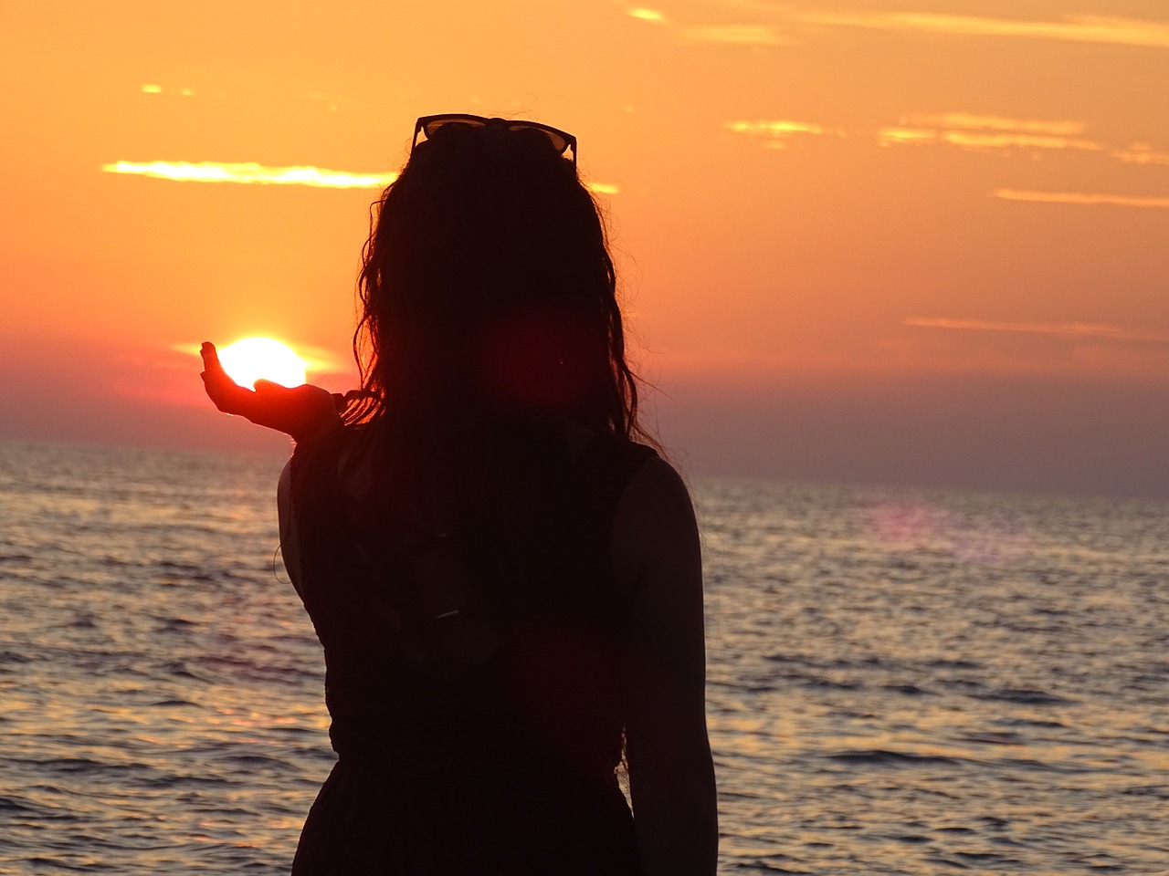 sunset woman holiday free photo