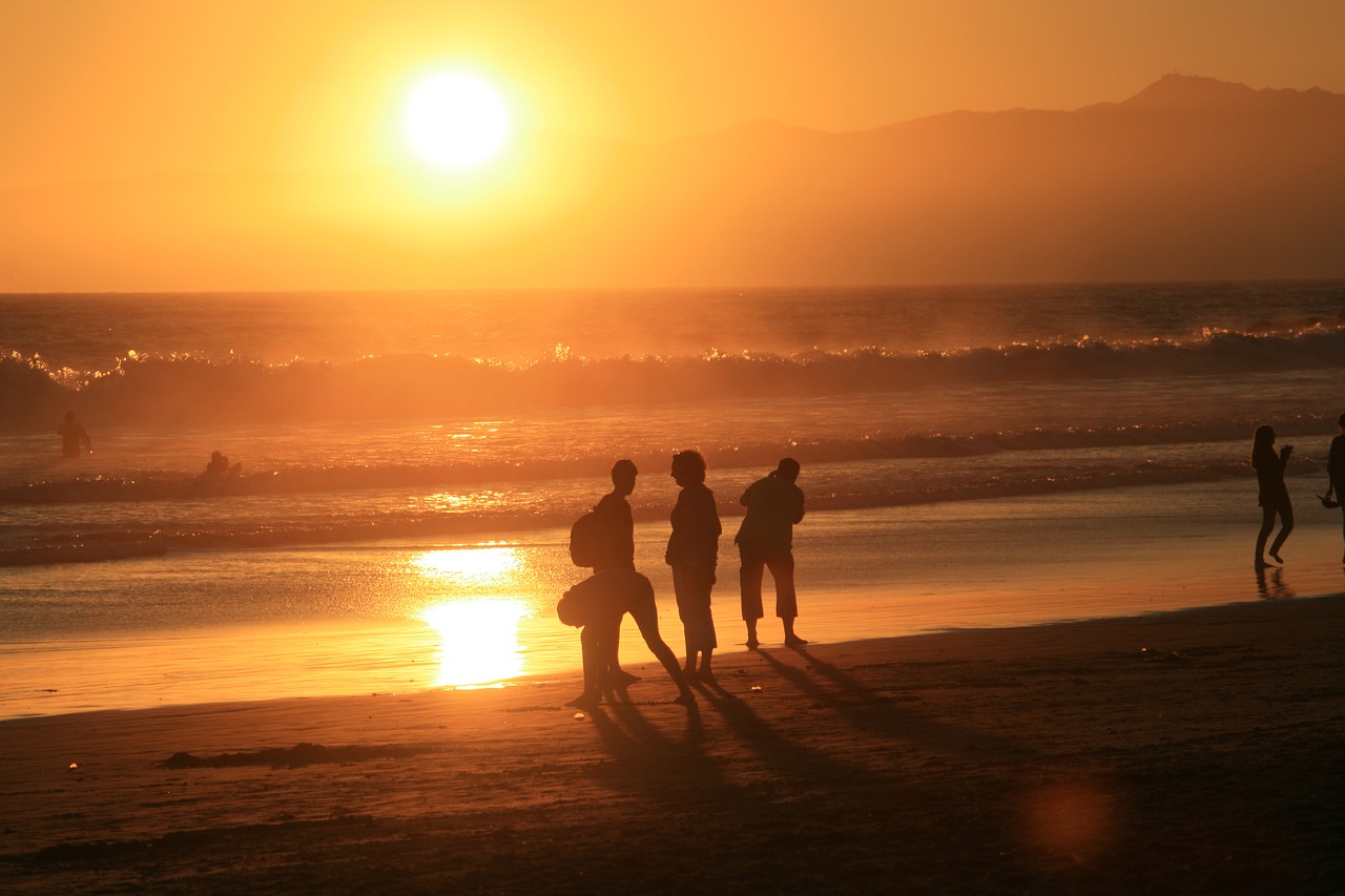 sunset silhouettes evening free photo