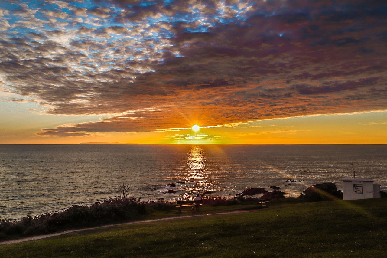 sunset ocean clouds free photo