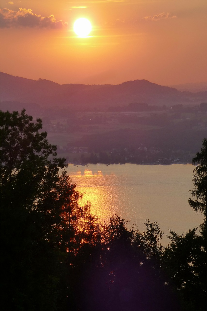 sunset mountains attersee free photo