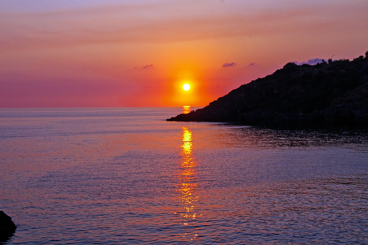 sunset sea tyrrhenian sea italy free photo