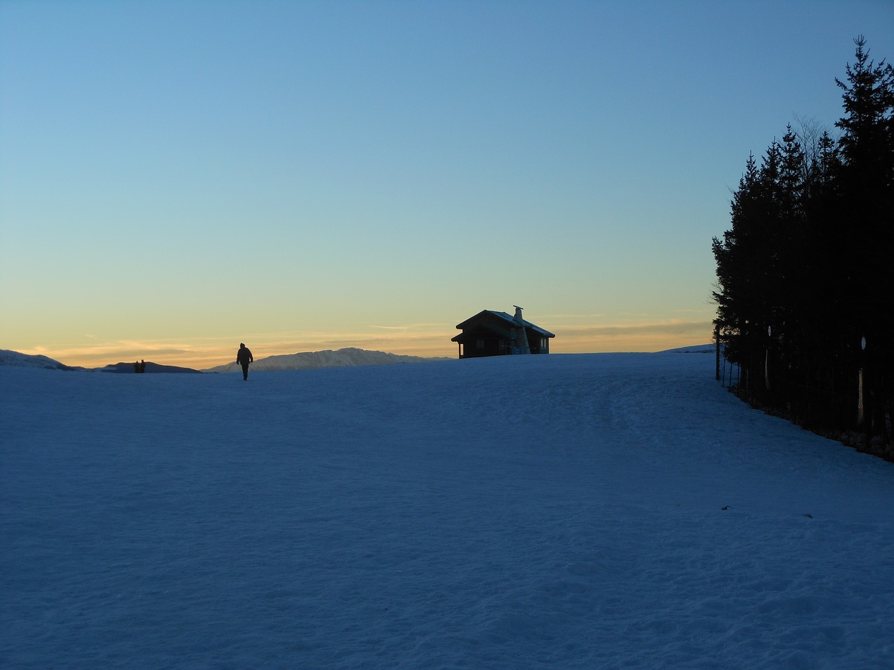 sunset snow winter free photo